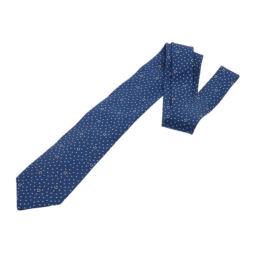 Ferragamo Gancini Silk Tie for Men 35 0874 F NAVY 0761807