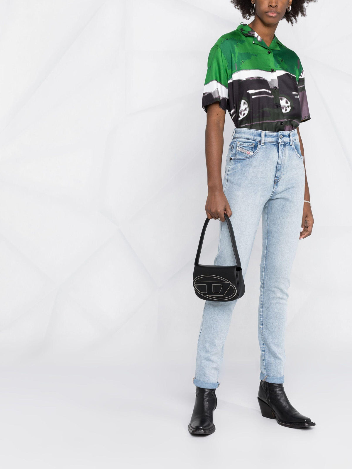 DIESEL Leather Shoulder Bag Black