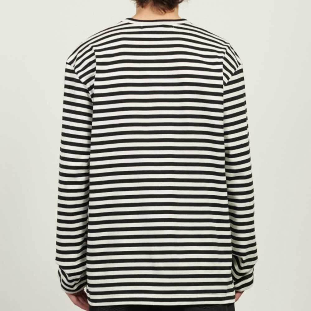 Comme des Garcons Stripe Long Sleeve T-Shirt Red Heart Black Unisex