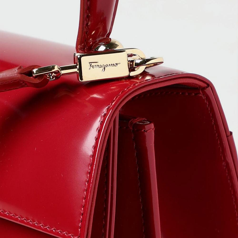 Ferragamo Gancini Top Handle Kelly-Style Small Tote Bag Red 749306