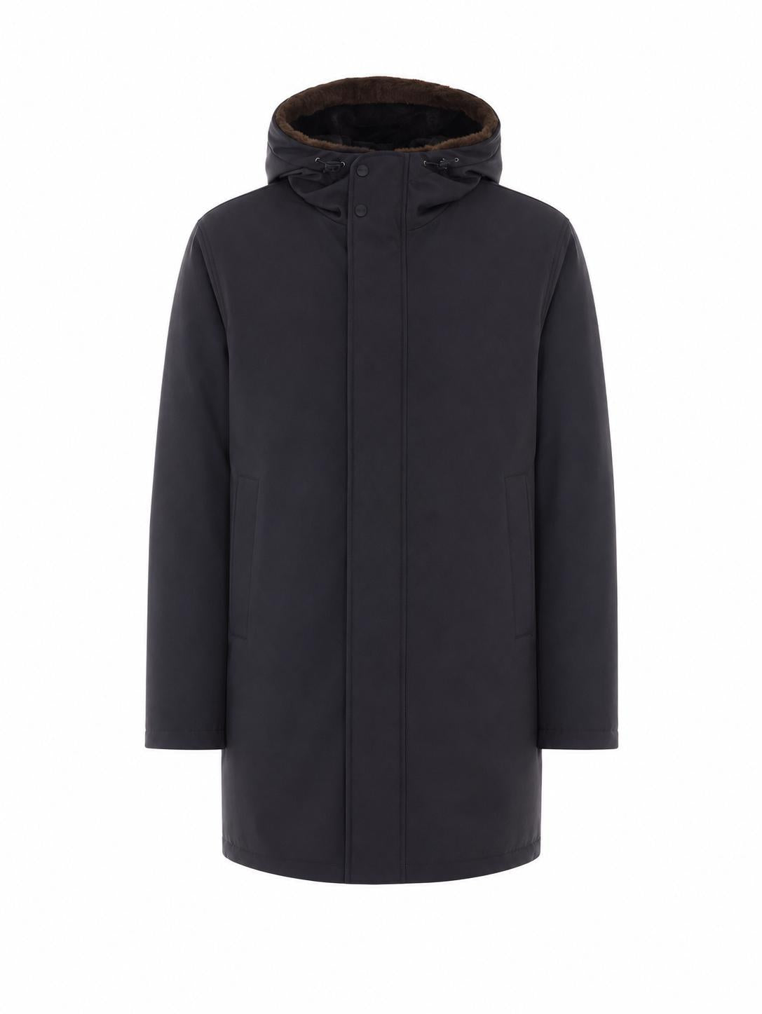 Herno Navy Wool-Blend Single-Breasted Coat for Men