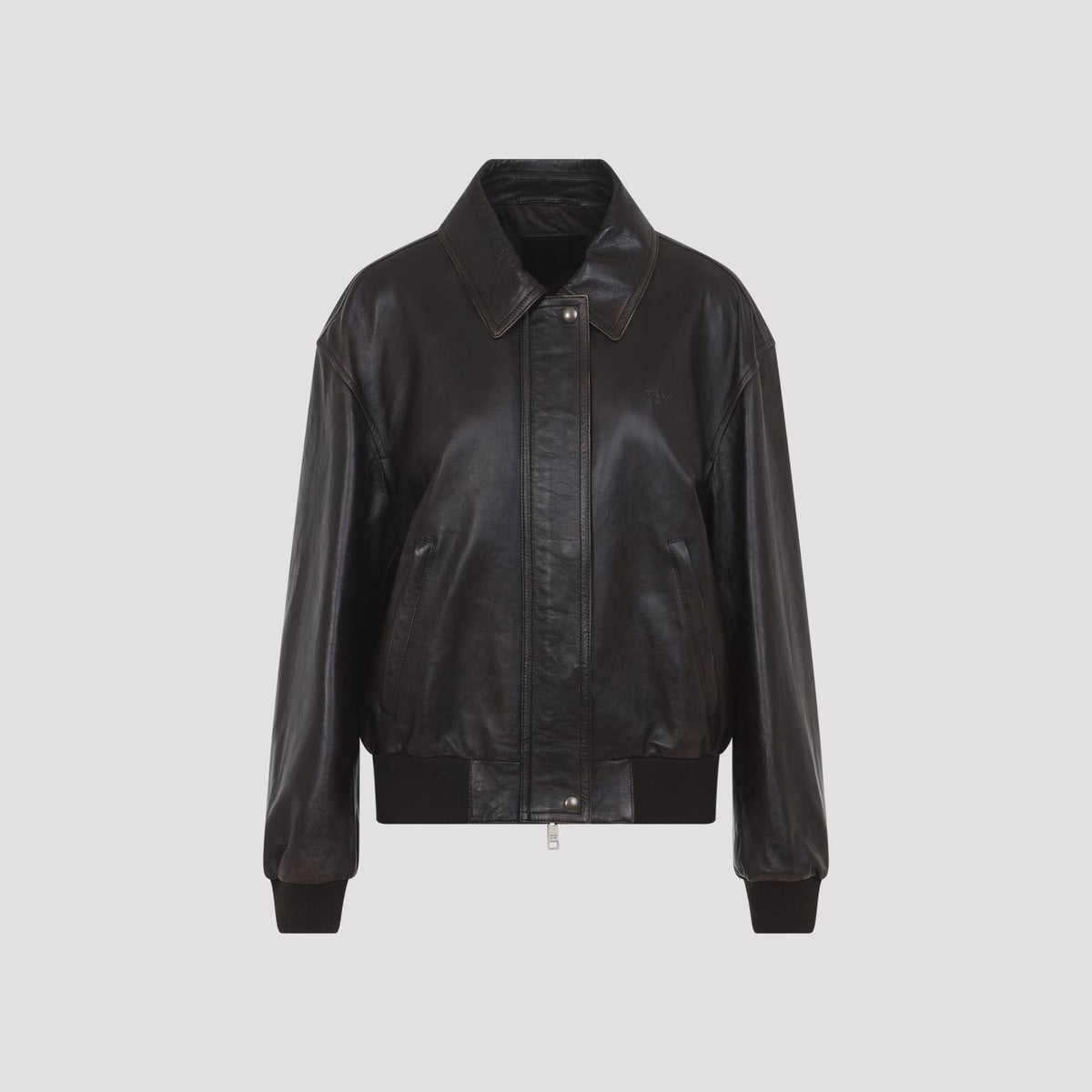 PRADA Black Leather Bomber Jacket