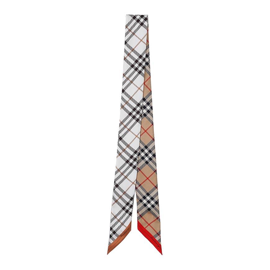 BURBERRY Women’s Contrast Check Silk Skinny Scarf