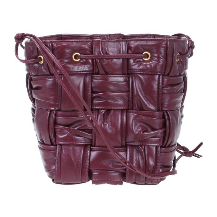 Bottega Veneta Small Cassette Bucket Shoulder Bag Brown Leather