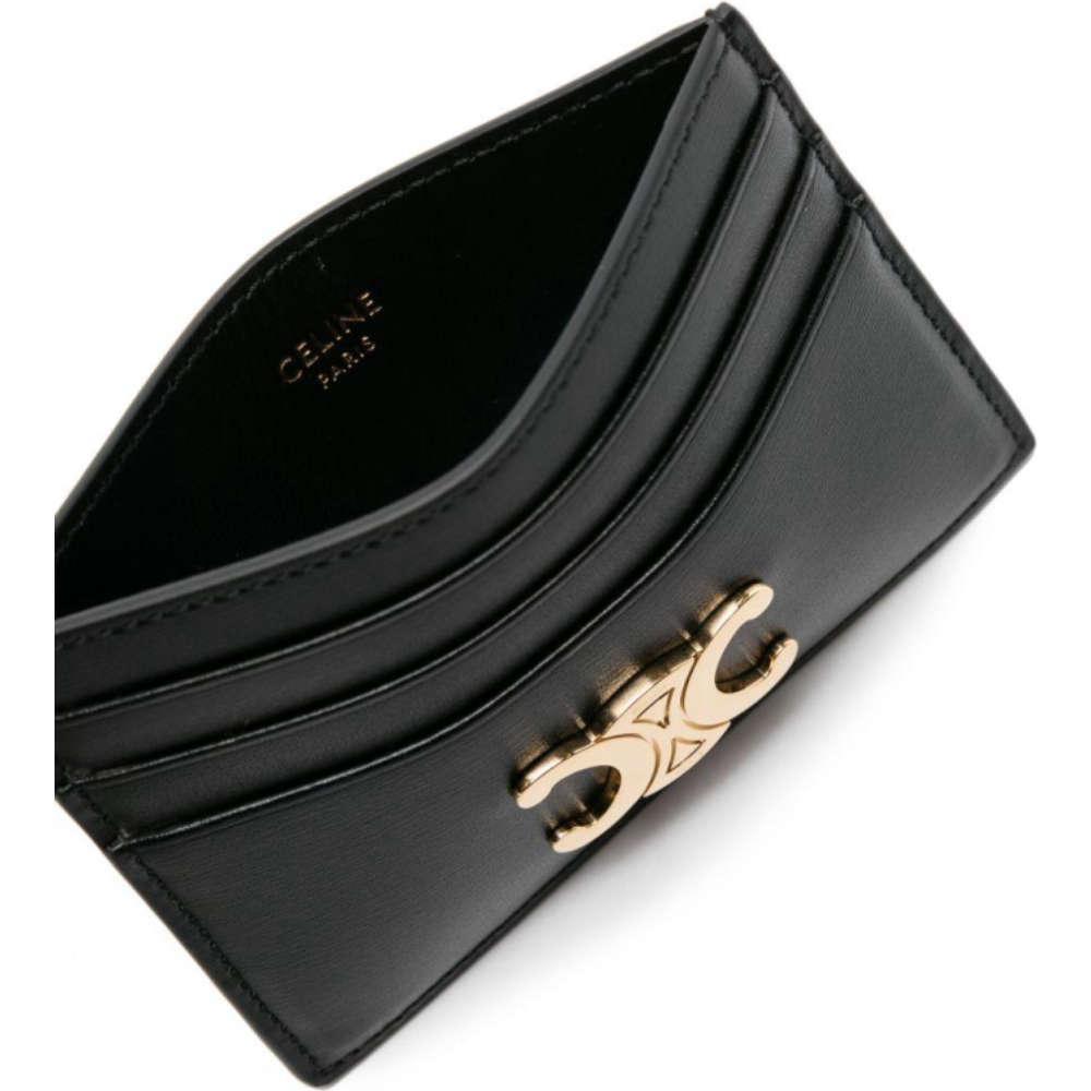 CELINE Triomphe Black Leather Women’s Card Holder Wallet