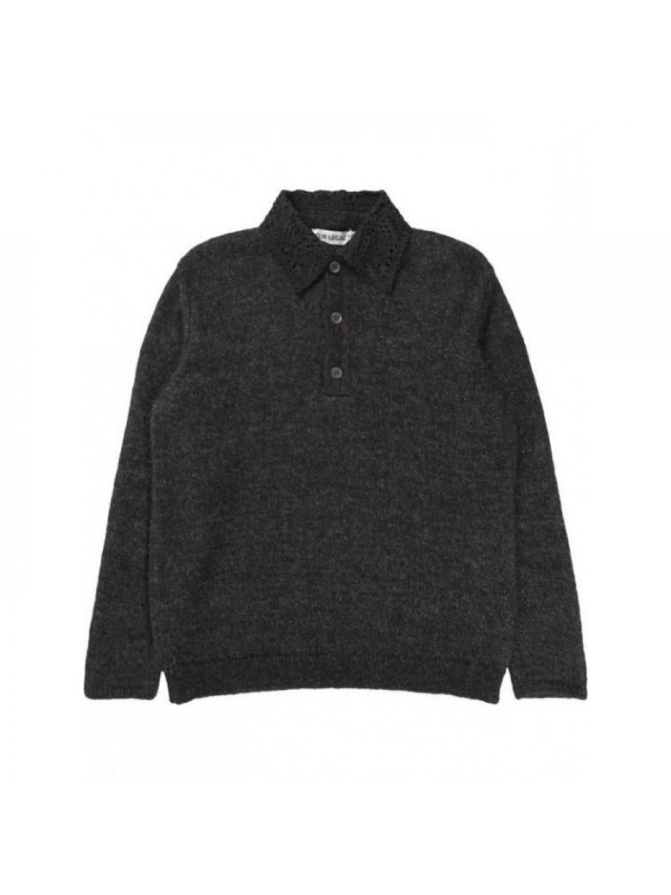 OUR LEGACY Charred Chocolate Airy Alpaca Pique Crewneck Knit Sweater