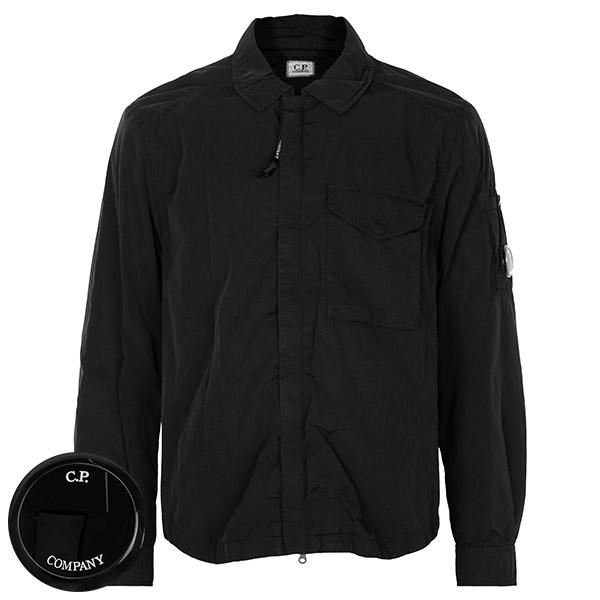 CP Company Black Chrome-R Zip-Up Overshirt Jacket RSCMOS710A 005904G 999