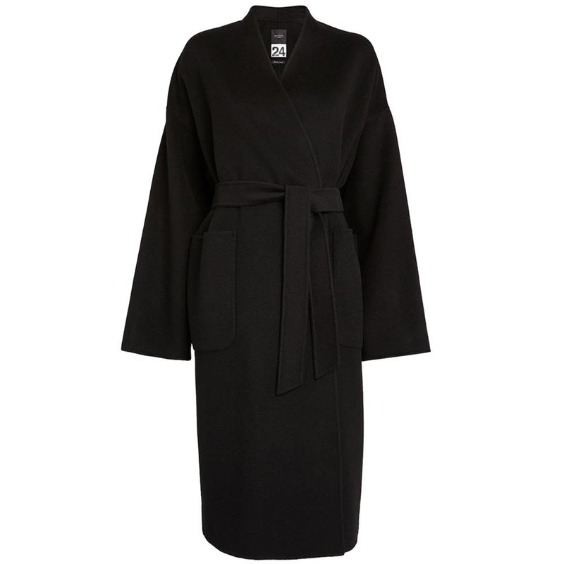 Max Mara Black Belted Wool Coat 2350160133 013