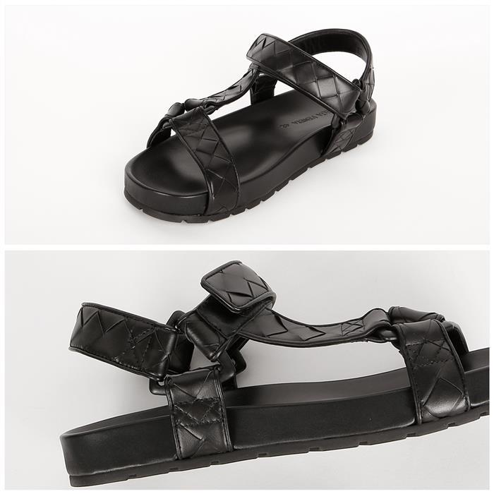 Bottega Veneta Intrecciato Trip Leather Sandals Black Men’s