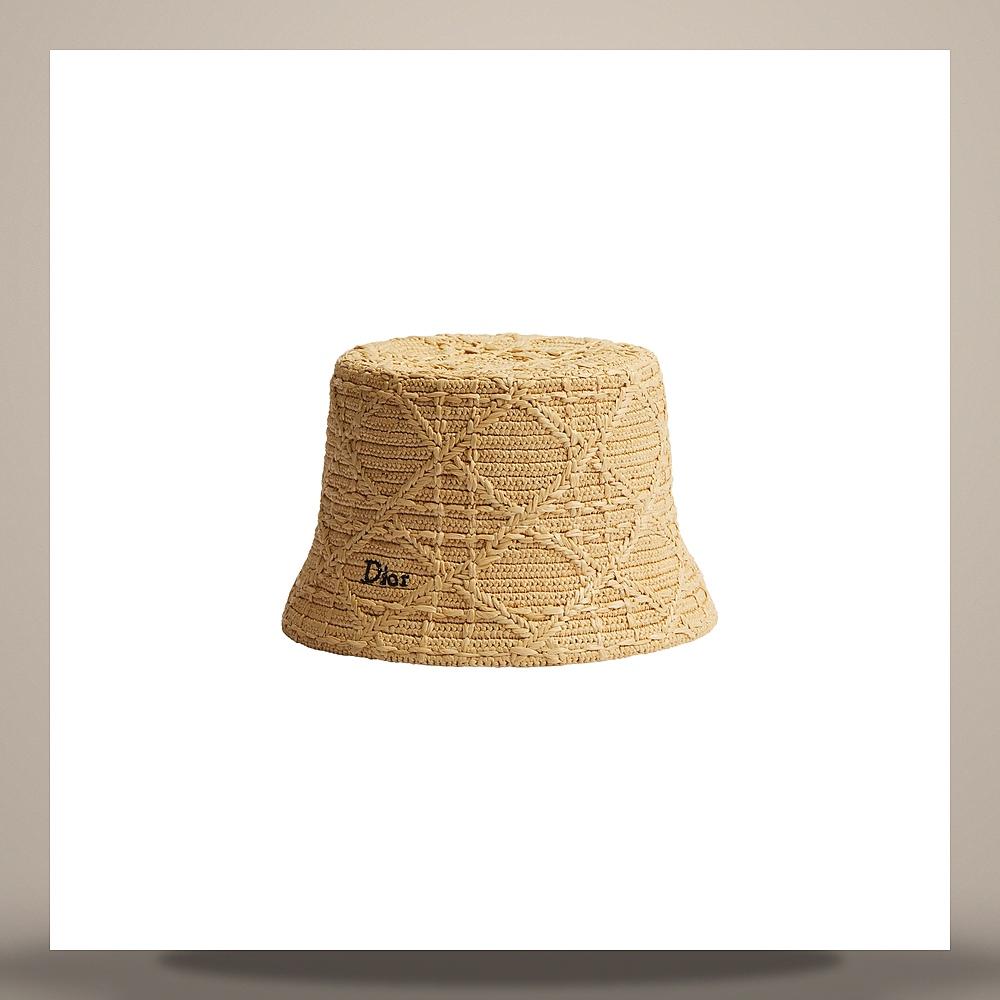 DIOR Cannage Teddy D Narrow Brim Bucket Hat Natural Raffia Eff CPB06245ESYR C100