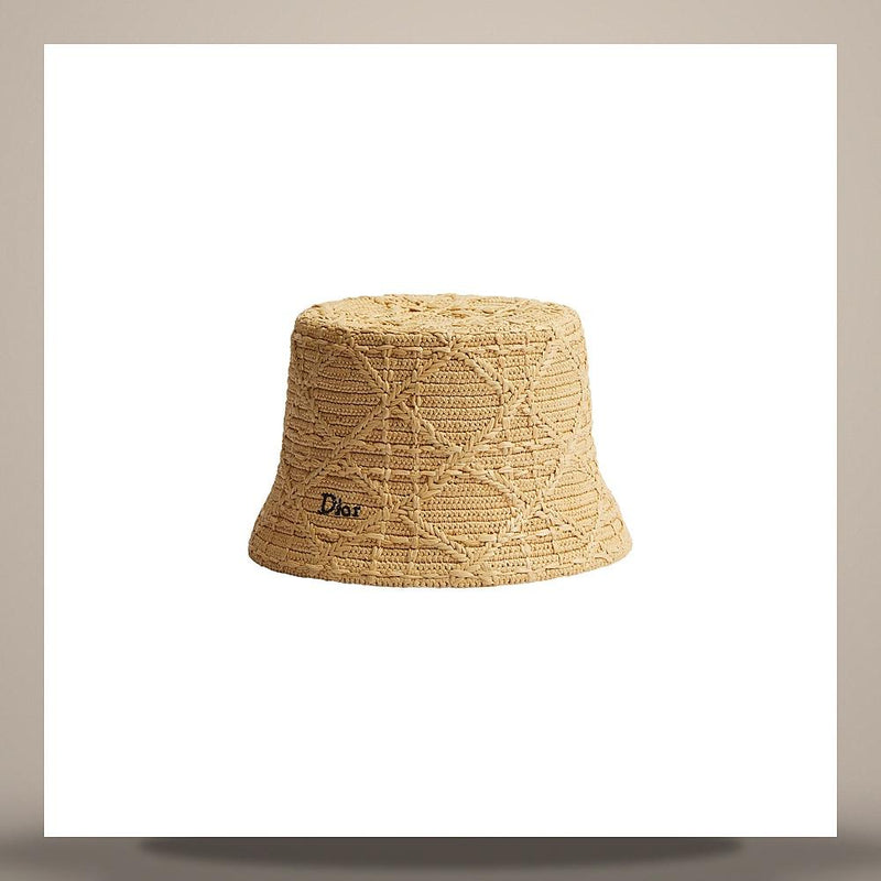 DIOR Cannage Teddy D Narrow Brim Bucket Hat Natural Raffia Eff CPB06245ESYR C100