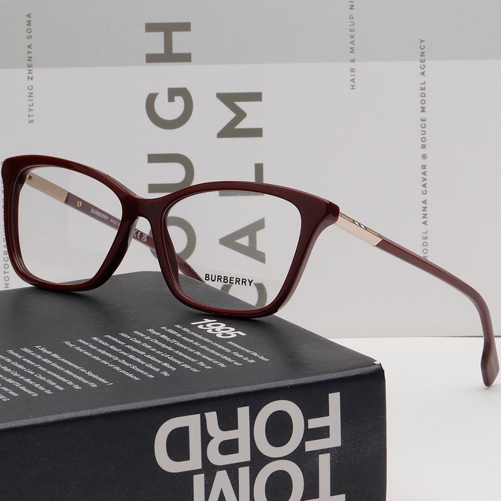BURBERRY Burgundy Cat Eye Acetate Eyeglasses Frames Unisex BE2348 3403