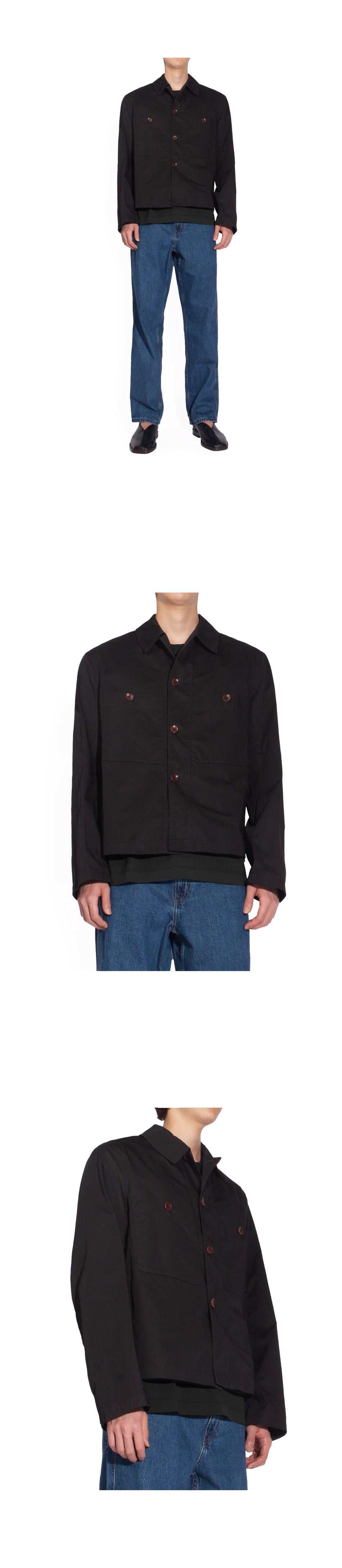 Lemaire Men's Military Long Sleeve Overshirt OW1009 LF1005 BK999