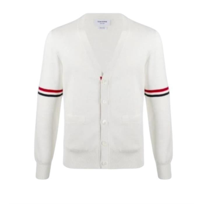 THOM BROWNE RWB Armband Milano Stitch Cardigan White