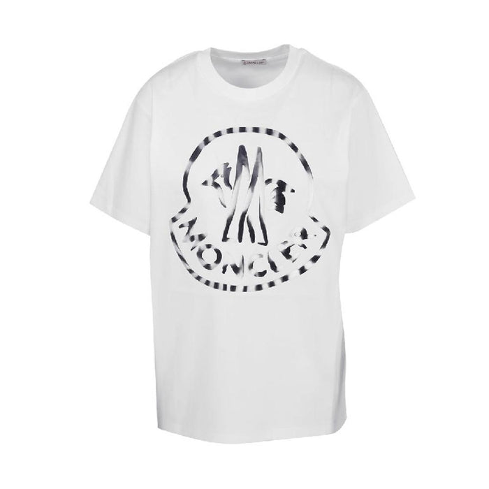 Moncler Big Logo Print White Cotton T-Shirt
