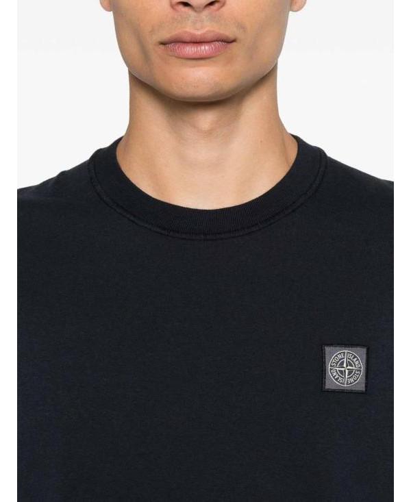 STONE ISLAND Cotton Jersey Fissato Effect T-Shirt Black