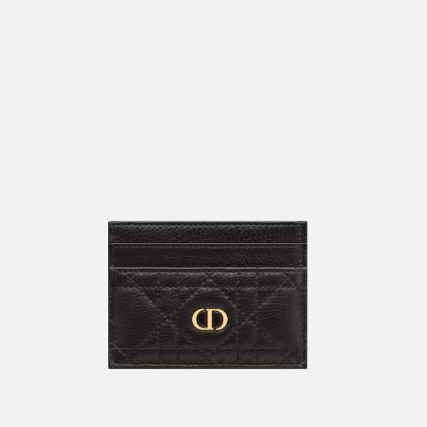 DIOR Caro Leather Card Holder Wallet Black 5-Slot