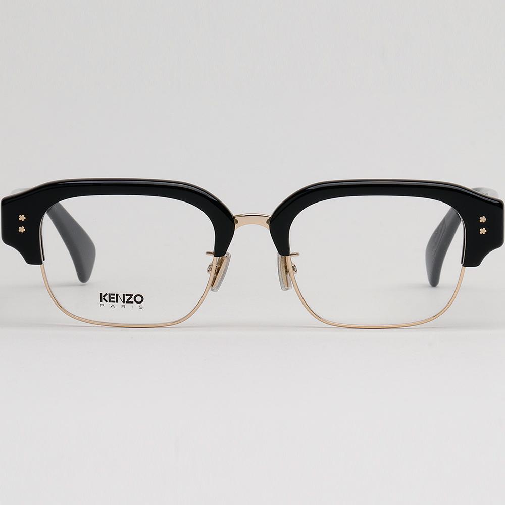 KENZO Gold Black Browline Semi-Rim Square Eyeglass Frames KZ50189U 032