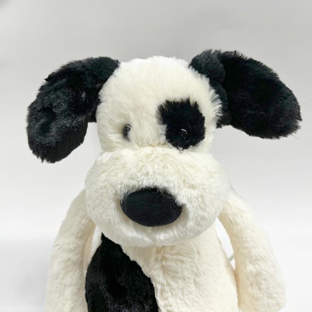 jELLYCAT Bashful Lufferty Black and Cream Puppy Big Medium Keyring