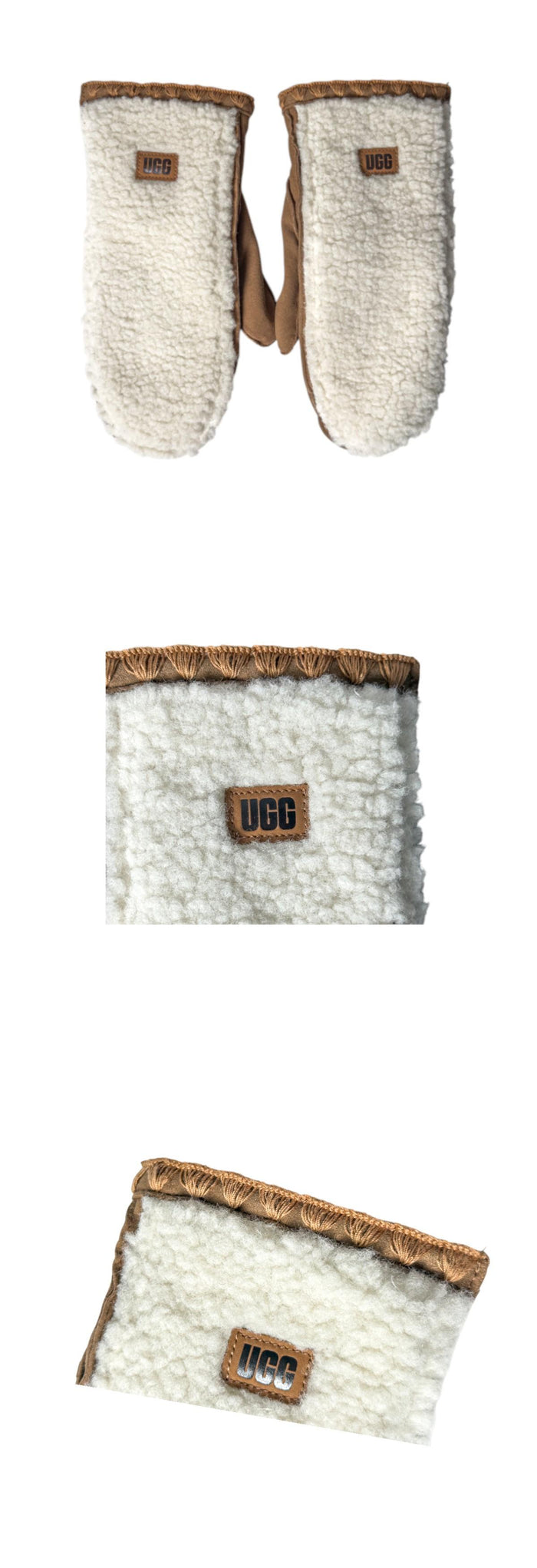 Ugg Fluff Scalloped Mittens Nimbus Color Unisex Gloves