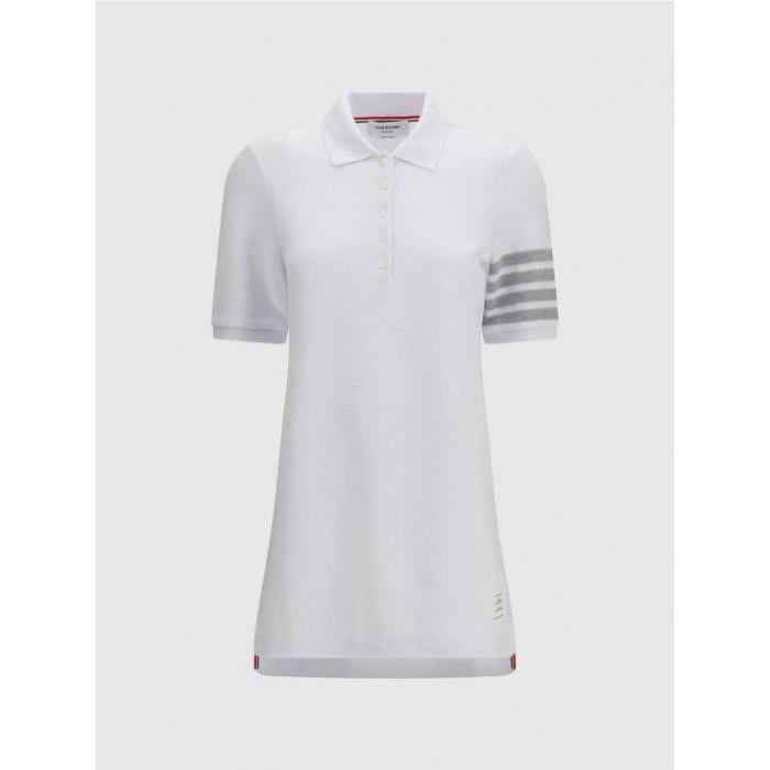THOM BROWNE 4-Bar Textured Pique Polo Midi Dress