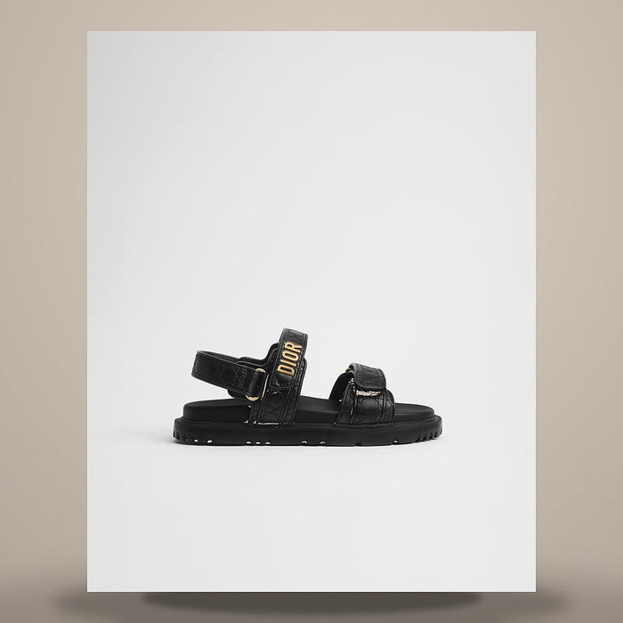 DIOR Black Quilted Cannage Calfskin Dioract Sandals