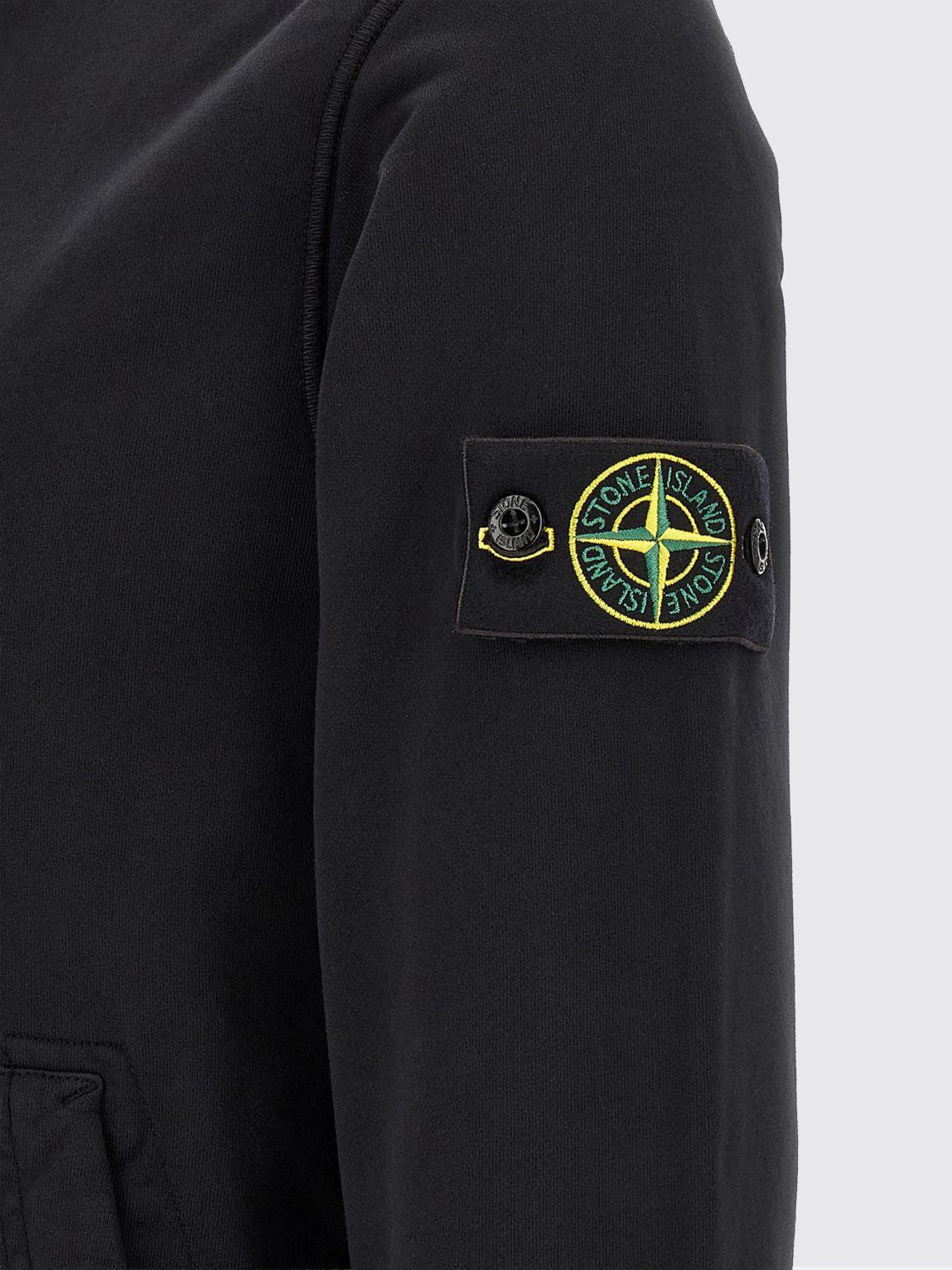 STONE ISLAND Black Cotton Logo Hoodie