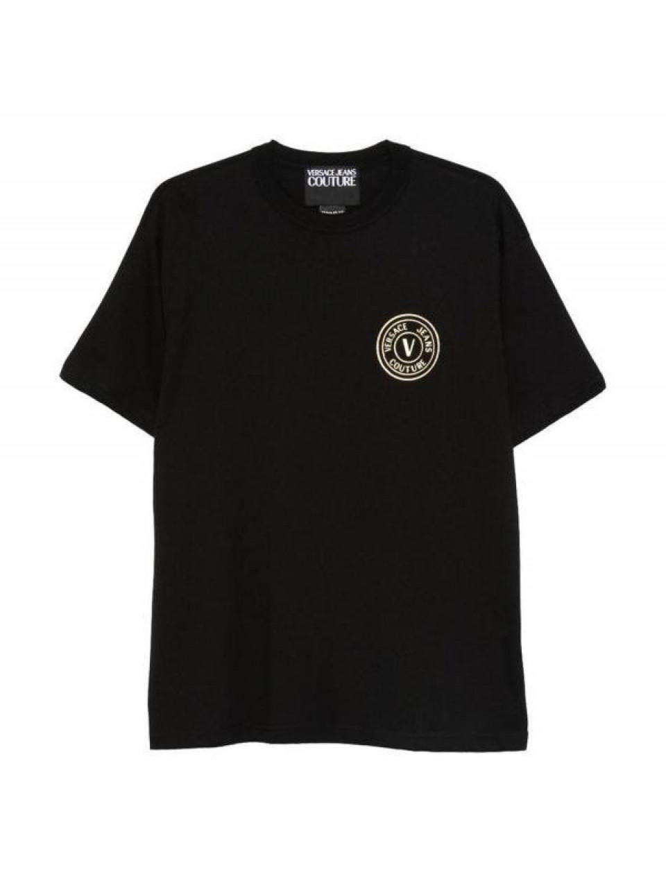 Versace V Emblem Foil Logo T-Shirt Black Cotton Men