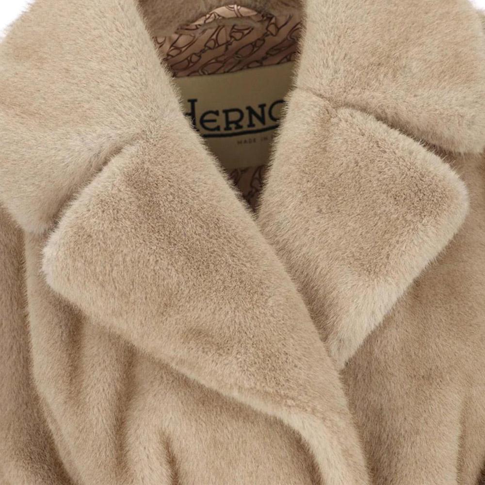 Herno Soft Alternative Faux Fur Coat Beige CA000582D 12739 1985