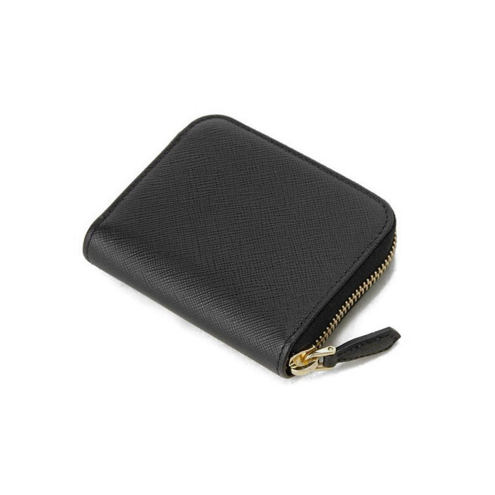 PRADA Saffiano Logo Coin Small Wallet Black Leather