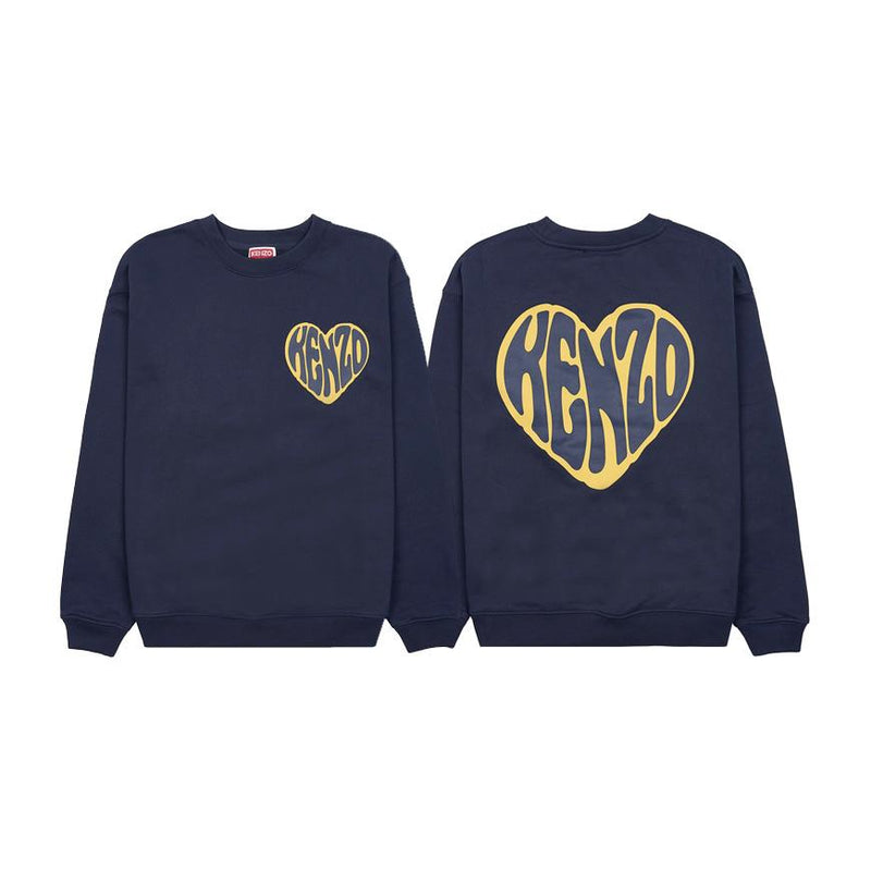 KENZO Heart Logo Crewneck Sweatshirt for Women Navy Cotton