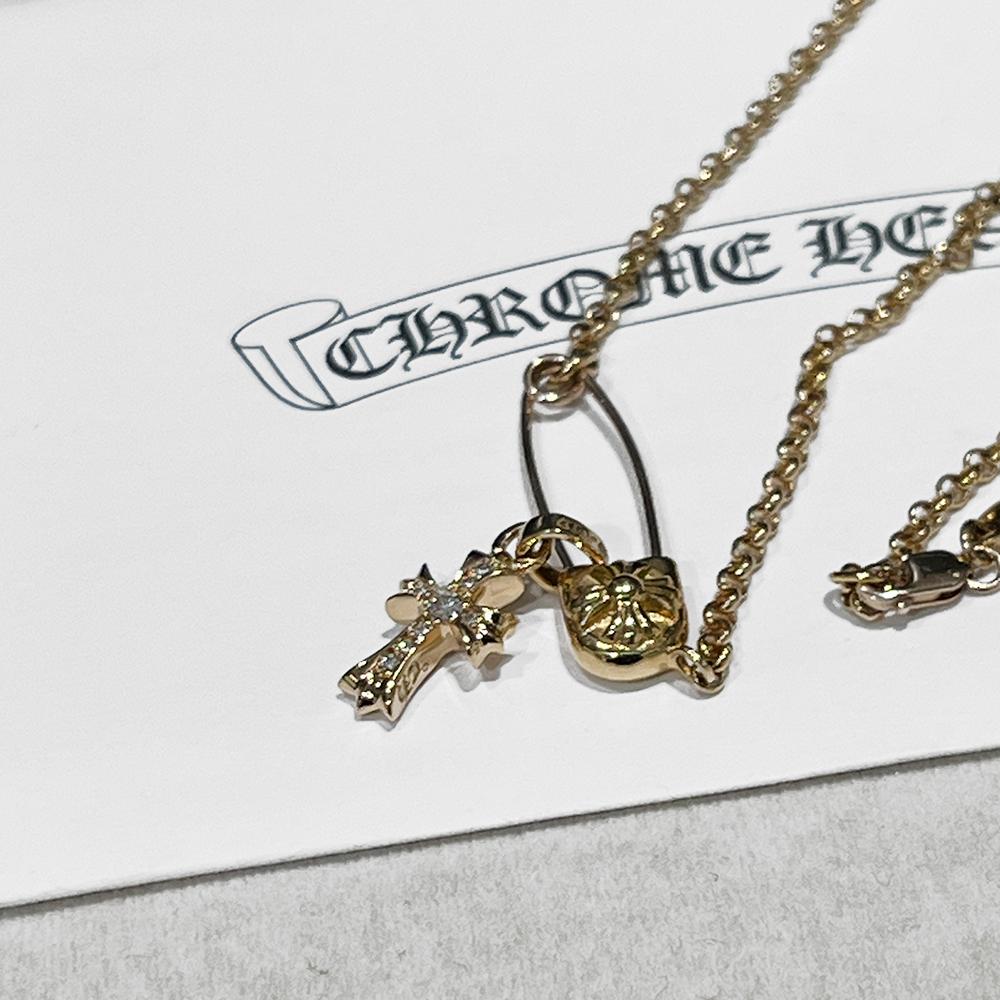 Chrome Hearts 22K Gold Baby Fat Pave Diamond Charm Pendant