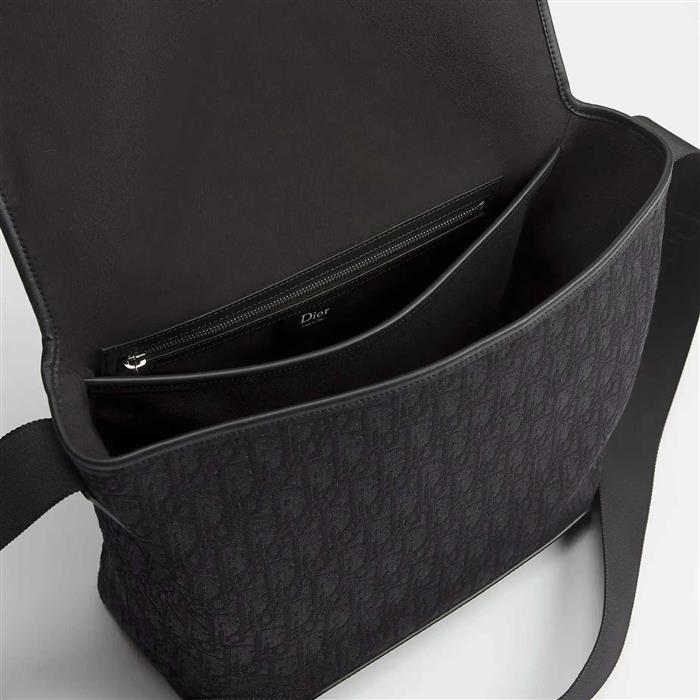 DIOR Jet Flap Messenger Bag Medium Black Leather Crossbody