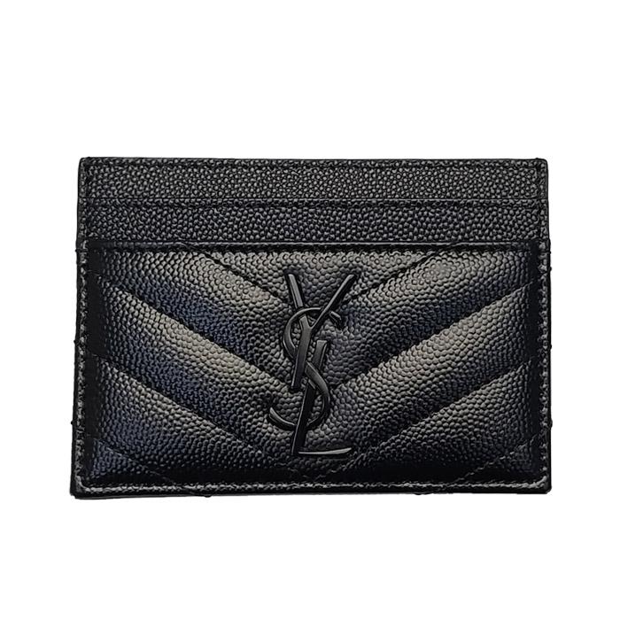 Saint Laurent Cassandra Matelassé Leather Card Holder Black