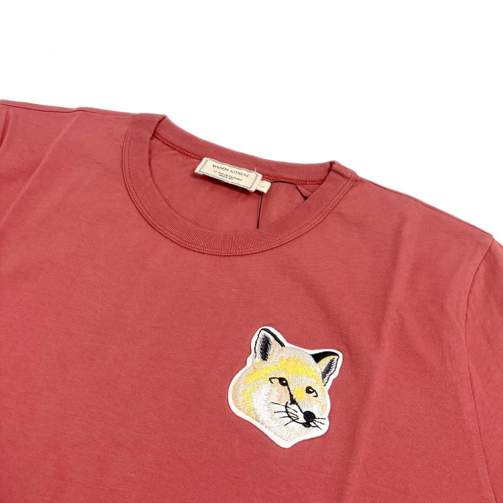 Maison Kitsune Women Big Pastel Fox Head Patch T-Shirt Dark Pink