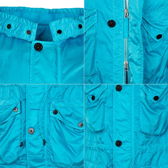 STONE ISLAND Nylon Hooded Jacket with Badge Patch Blue Men