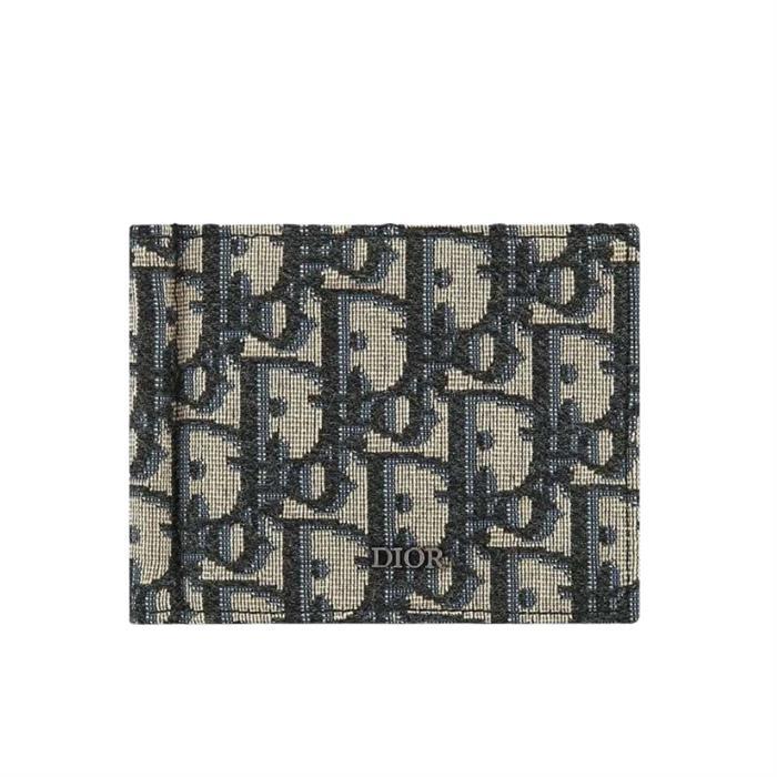 DIOR Money Clip Wallet Leather Card Holder