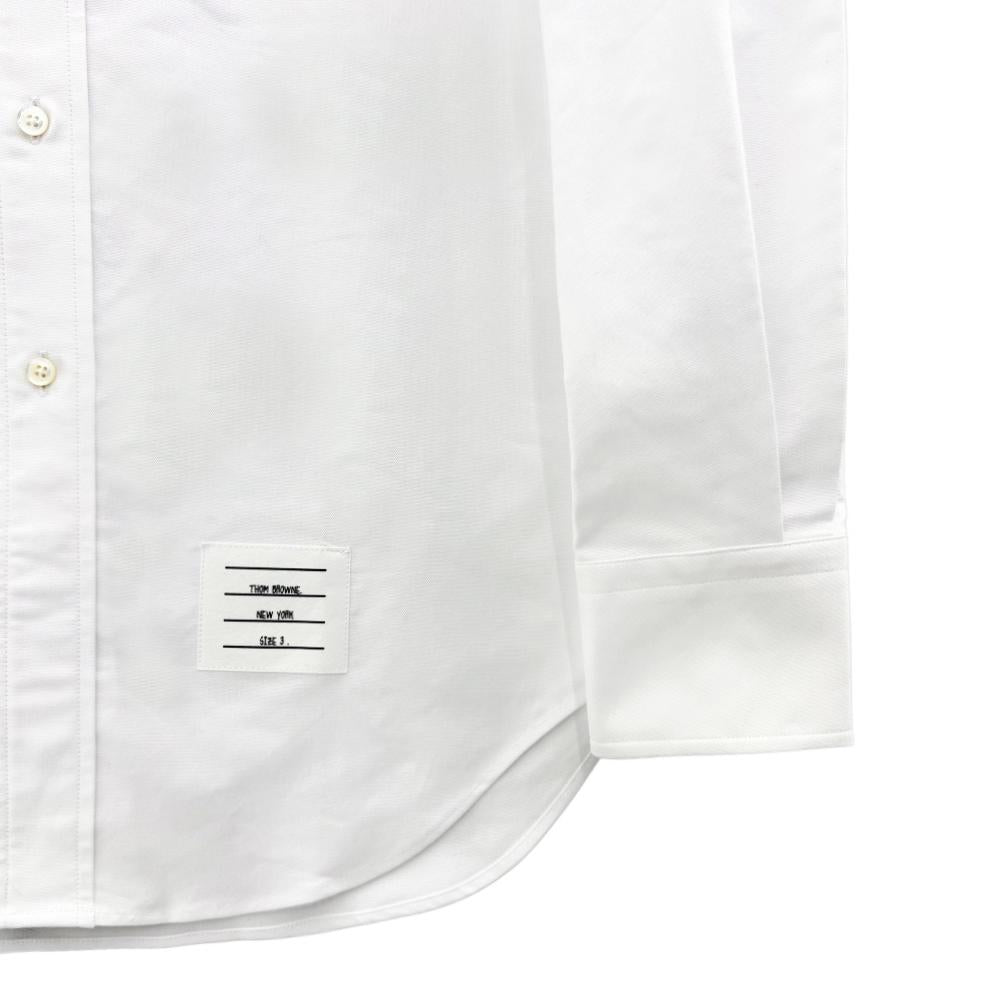 THOM BROWNE Oxford Shirt with Arm Stripe Detail Long Sleeve White