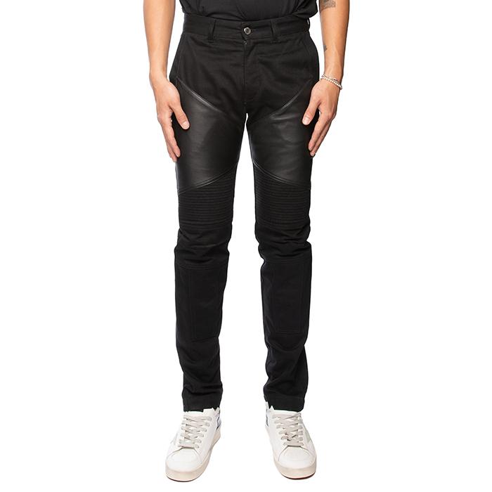 GIVENCHY Leather Zip Detail Black Jeans