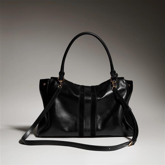 GUCCI Black Leather Paparazzo Large Top Handle Shoulder Bag