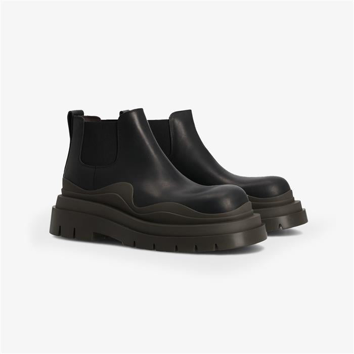 Bottega Veneta Tire Ankle Chelsea Boots Men Black Leather