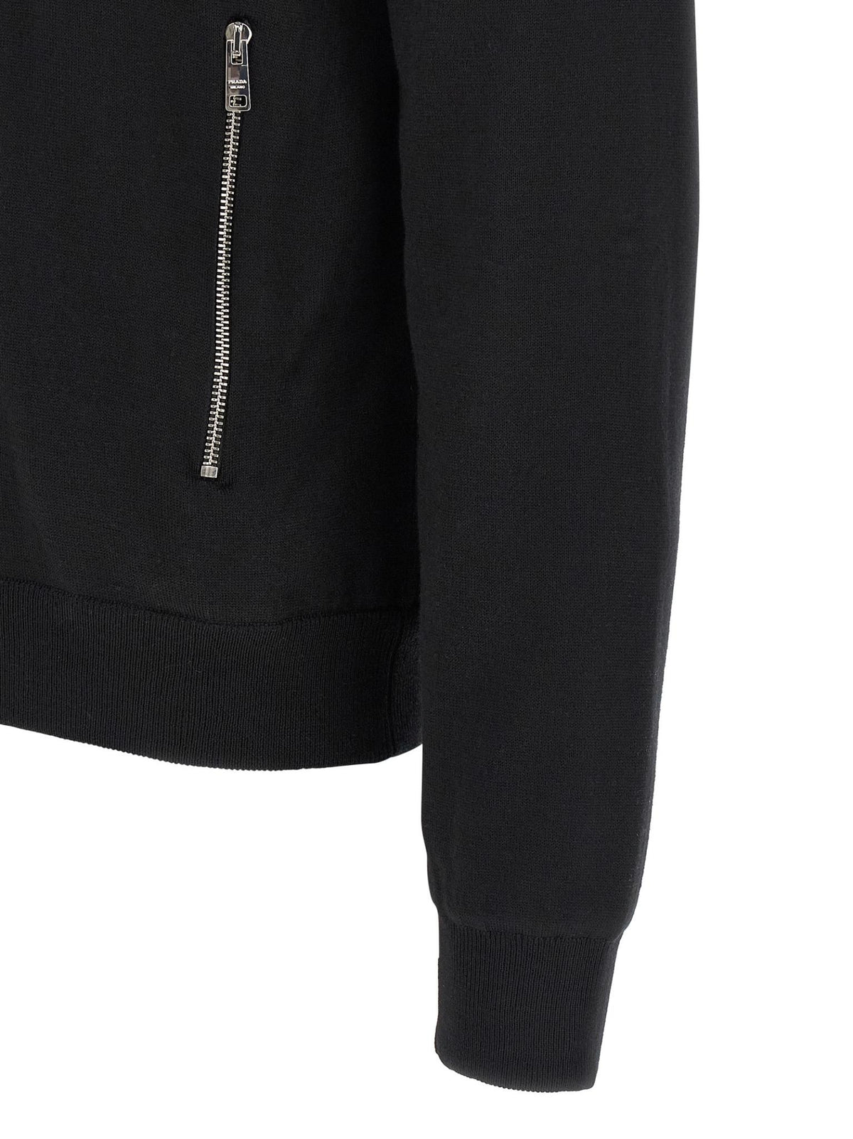 PRADA Black Wool Knit Zip Jacket