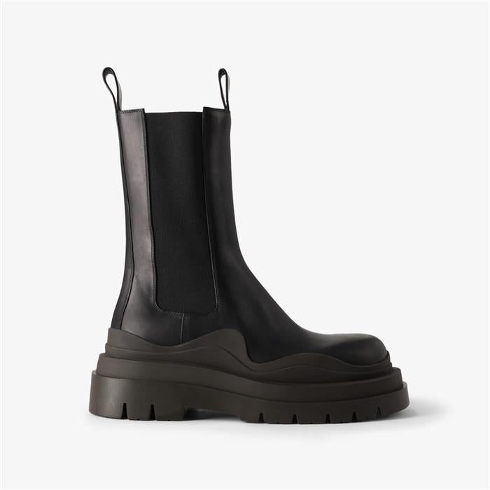 Bottega Veneta Tire Chelsea Leather Mid Boots Black Men