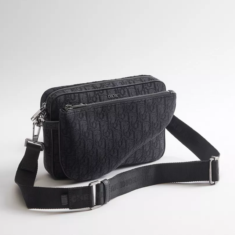 DIOR Oblique Saddle Triple Pouch Men's Messenger Crossbody Bag