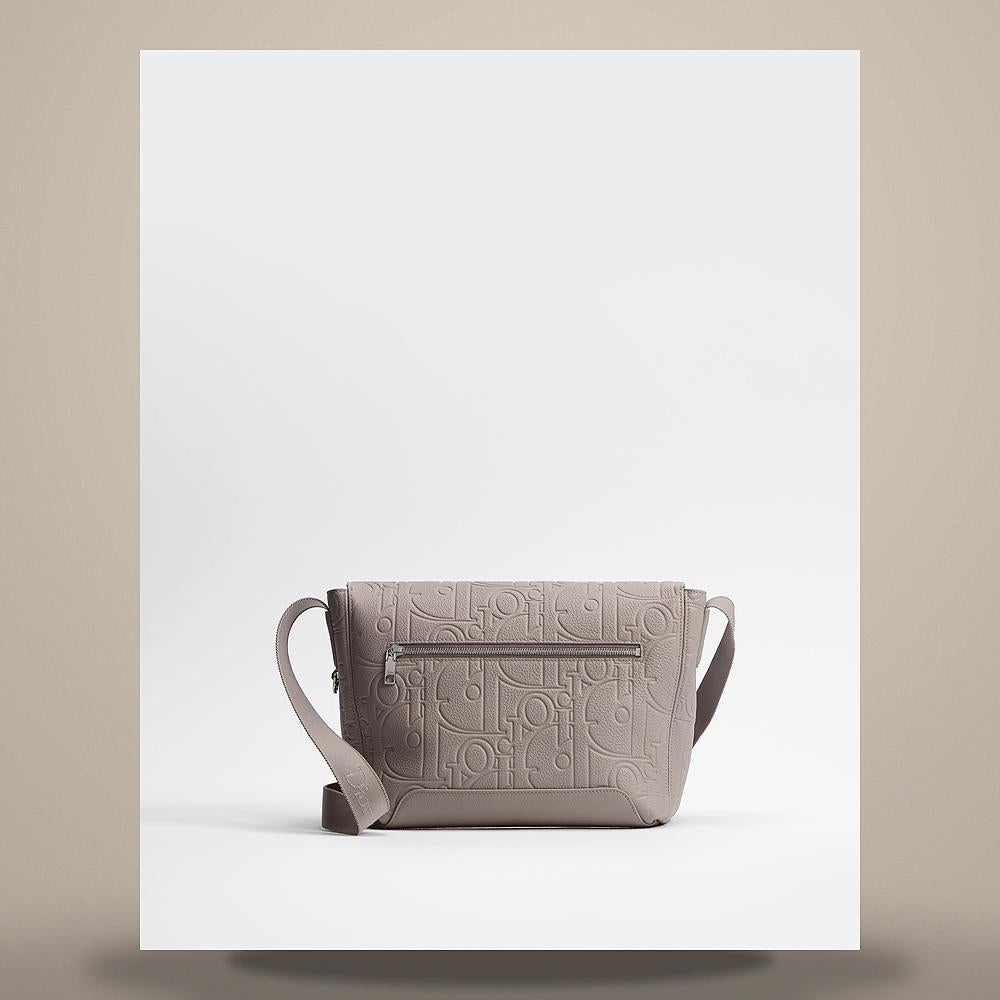 DIOR Trianon Gray Gravity Leather Jett Flap Strap Bag Small Cros 1DBME227MLLH00G