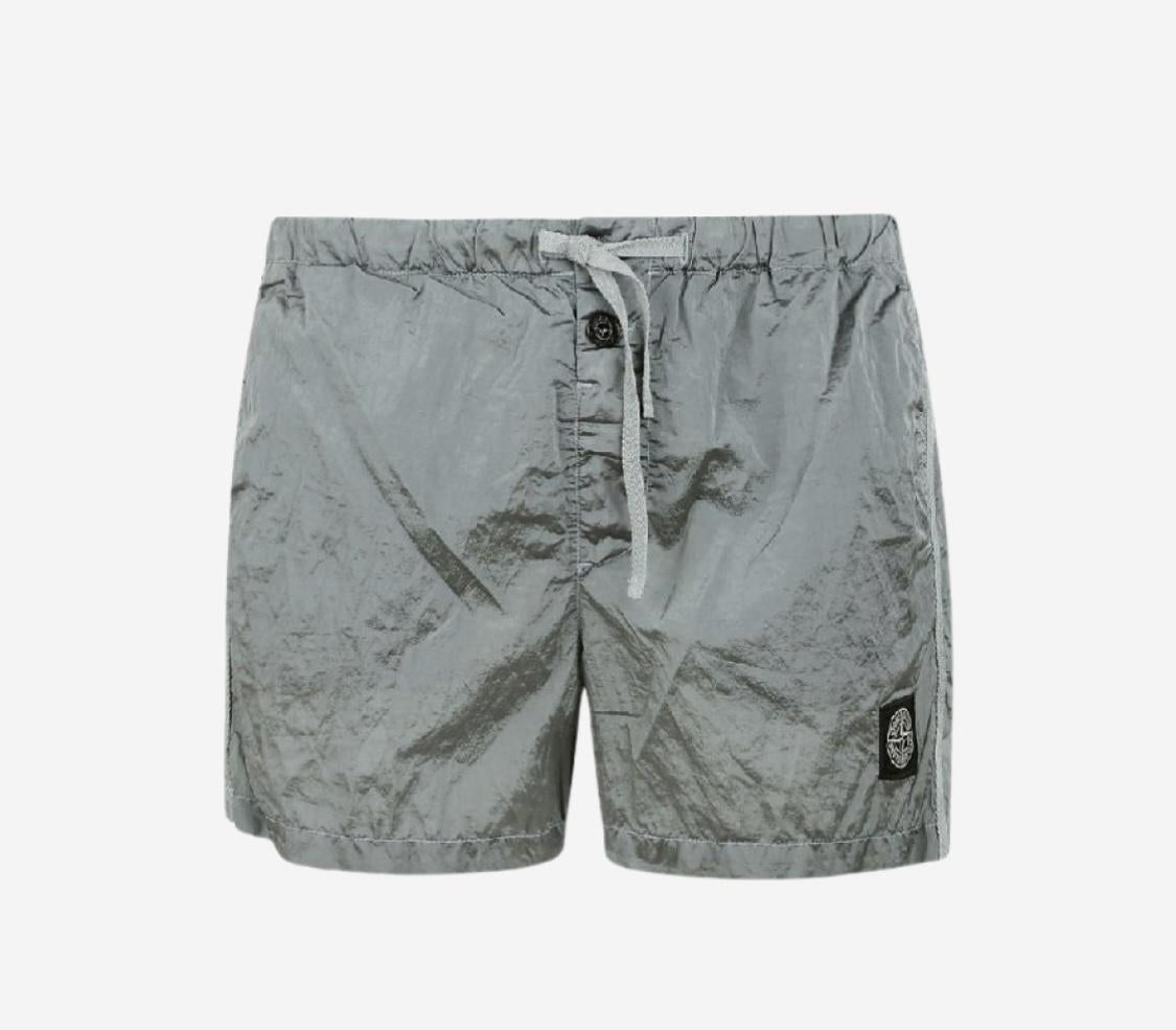 STONE ISLAND Nylon Metal Swimming Trunks Black Sky Blue Shorts