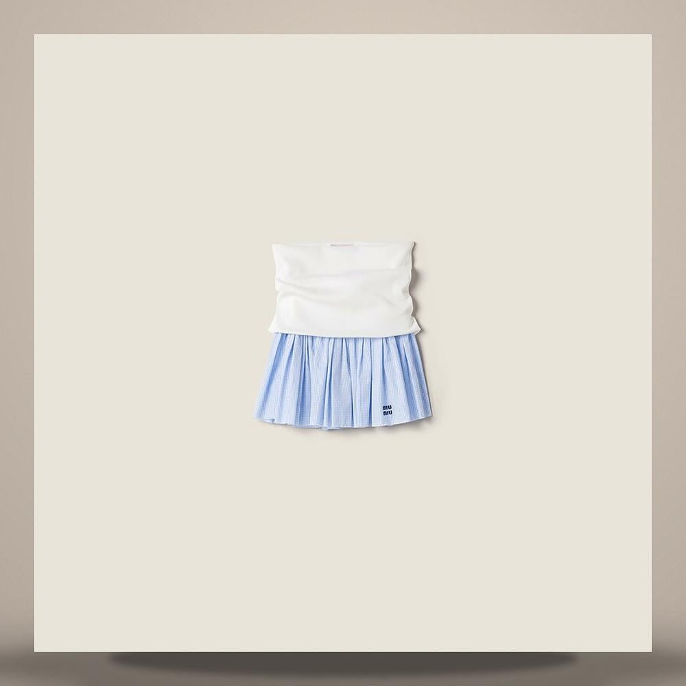 Miu Miu Jersey and Poplin Mini Skirt MG2466 197J F0UB3