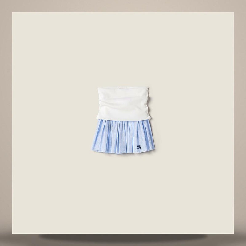 Miu Miu Jersey and Poplin Mini Skirt MG2466 197J F0UB3