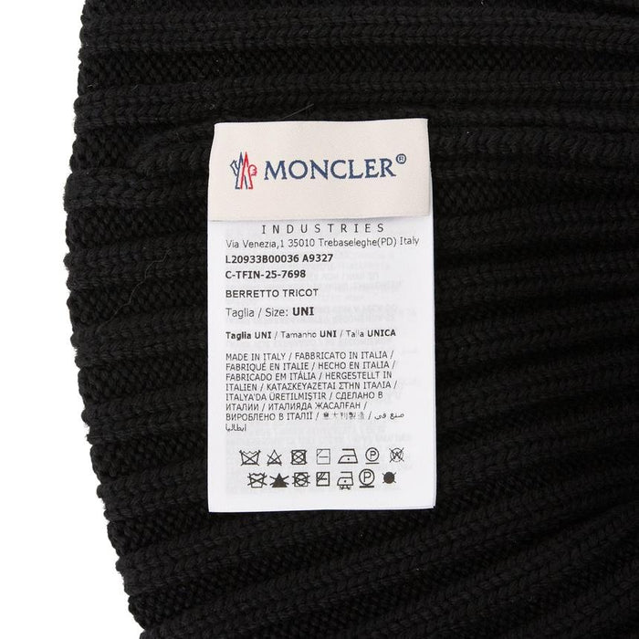 Moncler Women’s Rib Knit Beanie Black Wool Hat