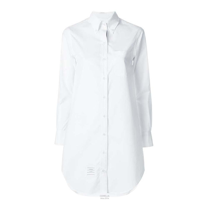 THOM BROWNE Solid Poplin Shirt Dress White